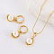 304 Stainless Steel Hoop Earrings & Pendant Necklaces Sets, with Round Shell Pearl, Golden