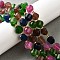 Natural Quartz Dyed Beads Strands, Faceted, with Seed Beads, Twist, Mixed Color, 10x9~10x9~10mm, Hole: 1mm, about 33~34pcs/strand, 15.04''~15.35''(38.2~39cm)