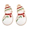 Christmas Theme Alloy Enamel Pendants, Cadmium Free & Lead Free, Light Gold, Snowman, 22x10.5x3mm, Hole: 1.6mm