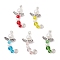 Glass Pendants, Angel, with ABS Plastic Imitation Pearl Beads and Alloy Beads, Mixed Color, 44x31.5x10mm, Hole: 3mm