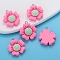 Resin Pendants, Sunflower, with Platinum Tone Loop, Hot Pink, 26x24mm