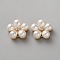 Alloy Rhinestone Cabochons, with ABS Imitation Pearl, Flower, Light Gold, 21x22x9.5mm