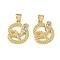 Brass Micro Pave Cubic Zirconia Pendants, Rack Plating, Snake, Lead Free & Cadmium Free, Long-Lasting Plated, Real 18K Gold Plated, 18x14.5x3.5mm, Hole: 4x3mm