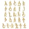 Brass Micro Pave Cubic Zirconia Charms, Cadmium Free & Lead Free, Real 18K Gold Plated, with Jump Ring, Letter, 10~11x6~12x1.5~2mm, Hole: 3.5mm