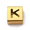 Ion Plating(IP) 304 Stainless Steel Square Slide Charms, Golden, Letter K, 9x8x4mm, Hole: 3.5x8.5mm