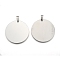 Non-Tarnish 201 Stainless Steel Flat Round Mirror Polished Finish Stamping Blank Tag Pendants, with Snap on Bails, Stainless Steel Color, 42x42x1mm, Hole: 3mm