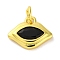 Rack Plating Brass Micro Pave Cubic Zirconia Charms, Long-Lasting Plated, Cadmium Free & Lead Free, Real 18K Gold Plated, Horse Eye Charms, Black, 10x13x2.5mm, Hole: 3.5mm