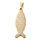 Ion Plating(IP) 304 Stainless Steel Pendants, Jesus Fish Charms, Real 14K Gold Plated, 46.5x15.5x2mm, Hole: 8x3mm