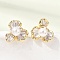 Brass Enamel Stud Earrings, Flower, with ABS Plastic Pearl, Cadmium Free & Lead Free, Rack Plating, Long-Lasting Plated, Golden, 14.5x16mm