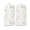 Non-Tarnish 304 Stainless Steel Pendants, Rectangle Charm, Textured, Stainless Steel Color, 49x21x2mm, Hole: 2mm