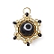 Beaded Star Eye Charms, Loom Pattern Glass Seed Beads Pendants, with Lampwork, Jump Rings, Black, 17.5x15.5x8.5mm, Hole: 2.5mm