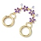 Zinc Alloy Spring Gate Rings Bag Extension Chains, 304 Stainless Steel Open Jump Rings, with Enamel, Flower, Medium Purple, 162mm