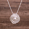Rose Flower Zinc Alloy Enamel with Plastic Pearl Pendant Necklaces for Women, White, Platinum, 16.54 inch(42cm)