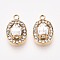 304 Stainless Steel Cubic Zirconia Charms, Oval, Ion Plating(IP), Real 18K Gold Plated, Clear, 13x8x4mm, Hole: 1.6mm