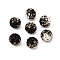 Two-Tone Color Handmade Polymer Clay Disco Ball Beads, with Glass Rhinestone, Jet, 9~10mm, Hole: 2mm