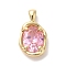 Golden Brass Micro Pave Cubic Zirconia Pendants, Oval, Flamingo, 18.5x10.5x5mm, Hole: 3x1.5mm