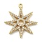 Brass Micro Pave Clear Cubic Zirconia Pendants, Star Charms, Rack Plating, Long-Lasting Plated, Lead Free & Cadmium Free, Real 18K Gold Plated, 21.5x19.5x2mm, Hole: 1.2mm