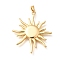 Brass Pendents, Sun Charms, Rack Plating, Lead Free & Cadmium Free, Real 18K Gold Plated, 33.5x30x3.5mm, Hole: 4.5x3mm