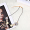 Alloy & Wood & Resin Cube Round Polygon Beaded Necklaces for Women, Golden, Light Grey, 15.75 inch(40cm)