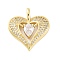 Brass Micro Pave Cubic Zirconia Pendants, Cadmium Free & Lead Free, Real 18K Gold Plated, Platinum, Heart with Teardrop, 26.5x24.5x5.5mm, Hole: 3.5x5.5mm