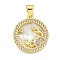 Brass Micro Pave Clear Cubic Zirconia Pendants, with Shell, Real 18K Gold Plated, Cancer, 19x16.5x3mm, Hole: 4x3.5mm
