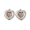 304 Stainless Steel Charms, with Cat Eye, Heart, Pink, 14x13x3.5mm, Hole: 1.4mm