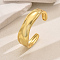 Brass Wide Irregular Open Cuff Bangle for Daily Street Style Layering, Golden, Inner Diameter: 6~7cm