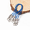 Mobile Straps, with Polyester String and Alloy Findings, Dodger Blue, 70mm