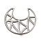 304 Stainless Steel Filigree Joiners, Moon, Stainless Steel Color, 25.5x22.5x1.5mm