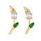Rack Plating Brass Micro Pave Cubic Zirconia Pendants, Long-Lasting Plated, Lead Free & Cadmium Free, with Jump Ring, Flower Charms, Clear, 23x8.5x4mm