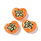Handmade Porcelain Beads, Heart, Famille Rose Porcelain, Dark Orange, 12~13x14~15x6~7mm, Hole: 2.5~3mm
