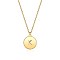 Brass Initial Pendant Necklace, with Cable Chains, Flat Round, Letter K, Golden, 16.14 inch(41cm), 2mm