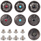 12 Sets 2 Styles Alloy Decorative Rivets,with Imitation Turquoise & Iron Screws, for Purse, Bags, Flat Round, Mixed Color, 25x7.5~8.5mm, Hole: 2.5mm