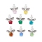 Glass Pendants, Angel, with Alloy Wing & Iron Loop, Faceted, Mixed Color, 25x21.5x7.5mm, Hole: 2mm