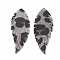 Imitation Leather Big Pendants, with Faux Fur, Leaf, Light Grey, 54x20x1mm, Hole: 1.2mm