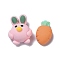 Opaque Resin Cabochons, for DIY Decoration, Rabbit & Radish, Mixed Color, Rabbit: 17x13x8mm, Radish: 13.5x8.5x8.5mm