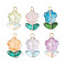 Glass Pendant, with 304 Stainless Steel Findings, Flower, Mixed Color, 23.5x14x6mm, Hole: 2.6mm