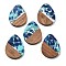 Resin and Walnut Pendants, Teardrop, Marine Blue, 35.5x26x3mm, Hole: 2mm