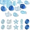 Ocean Themed Transparent Glass Beads Sets, Mixed Shapes, Sky Blue, 12~15x8~15x5~9mm, Hole: 1mm
