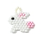 Seed Beads Beaded Charms Pendants, Rabbit Charms, White, 20x20x2mm, Hole: 4mm