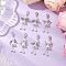 7Pcs 7 Styles Angel Glass Pearl Pendant Decorations, Alloy Lobster Claw Clasps Charms for Bag Ornaments, Antique Silver & Platinum, 50mm, 1pc/style