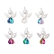 Glass & Plastic Imitation Pearl Beads Pendants, Angel, with Silver Alloy Wings & Iron Loop, Faceted, Mixed Color, 27.5x22x8mm, Hole: 2.5mm