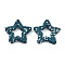 Star Shape Polymer Clay Rhinestone Beads, Focals Beads for Jewelry Keychain Making, Blue Zircon, 32.5x33.5x6.5mm, Hole: 1.8mm