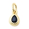 Brass Cubic Zirconia Charms, Teardrop Charms, Cadmium Free & Lead Free, Real 18K Gold Plated, Long-Lasting Plated, Prussian Blue, 8.5x5.5x2.5mm, Hole: 3mm