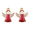 Alloy Enamel Pendants, with Rhinstone, Cadmium Free & Lead Free, Christmas Theme, Light Gold, Angel & Fairy, 21.5x18x2mm, Hole: 1.8mm