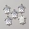 Alloy Enamel Printed Connector Charms, Tortoise Links with Flower Pattern, Platinum, White, 24x18x2mm, Hole: 1.5mm