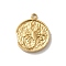 304 Stainless Steel Pendants, Textured Flat Round with Constellations Charm, Real 14K Gold Plated, Scorpio, 18x15x2mm, Hole: 1.8mm