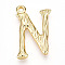 304 Stainless Steel Pendants, Letter Charms, Letter N, 22.5x14x3mm, Hole: 1.6mm