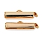 Brass Slide On End Clasp Tubes, Slider End Caps, with Pendant Bails, Real 18K Gold Plated, 5.5x19x4mm, Hole: 1.2mm, Inner Diameter: 3mm