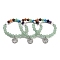 Natural Green Aventurine Round Beaded Chakra Stretch Bracelets, Brass Micro Pave Cubic Zirconia Tree Charm Bracelets for Women, Inner Diameter: 2-1/4 inch(5.6cm)